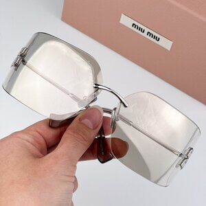 Miu Miu MU54YS 1BC10F BRAND NEW Sunglasses Silver Gold Mirror Wraparound…